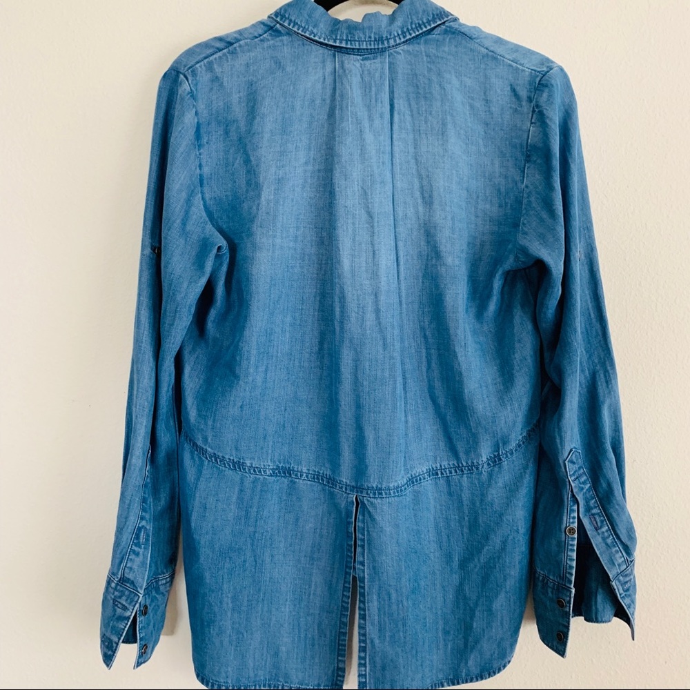 Cloth and Stone Denim Chambray Split Back Top - Picture 5 of 6